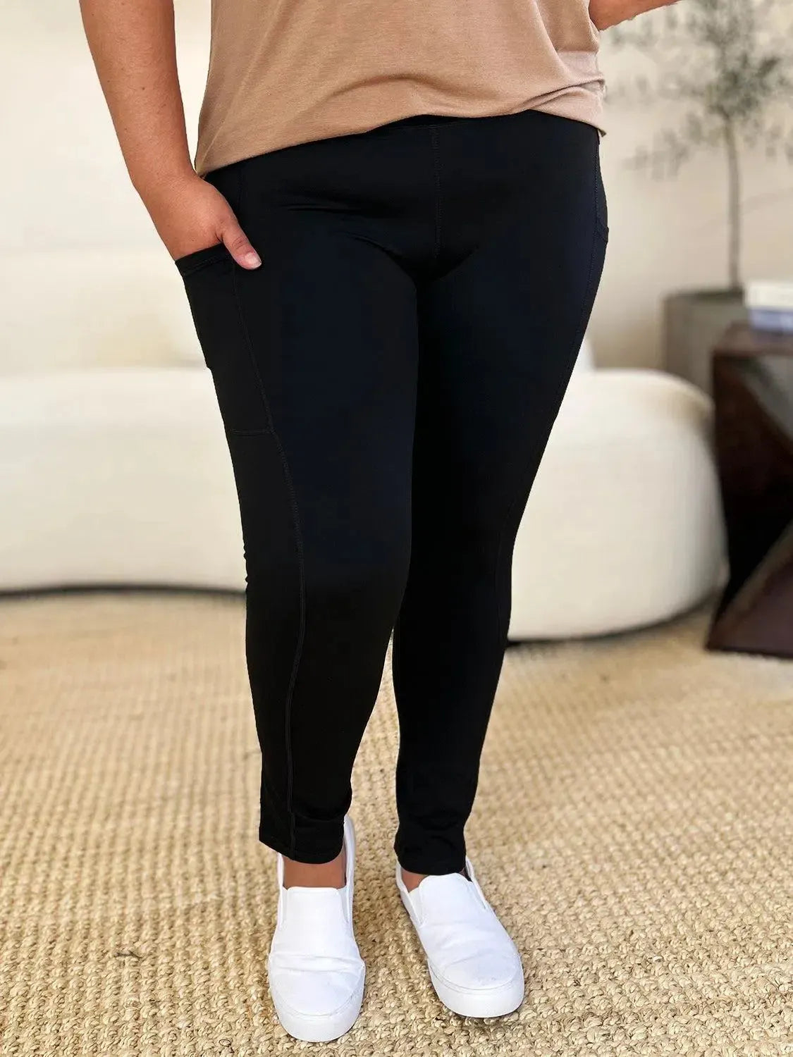Supportive & Stylish: Wide Waistband Sports Leggings-leggins-Evelyns Fashion