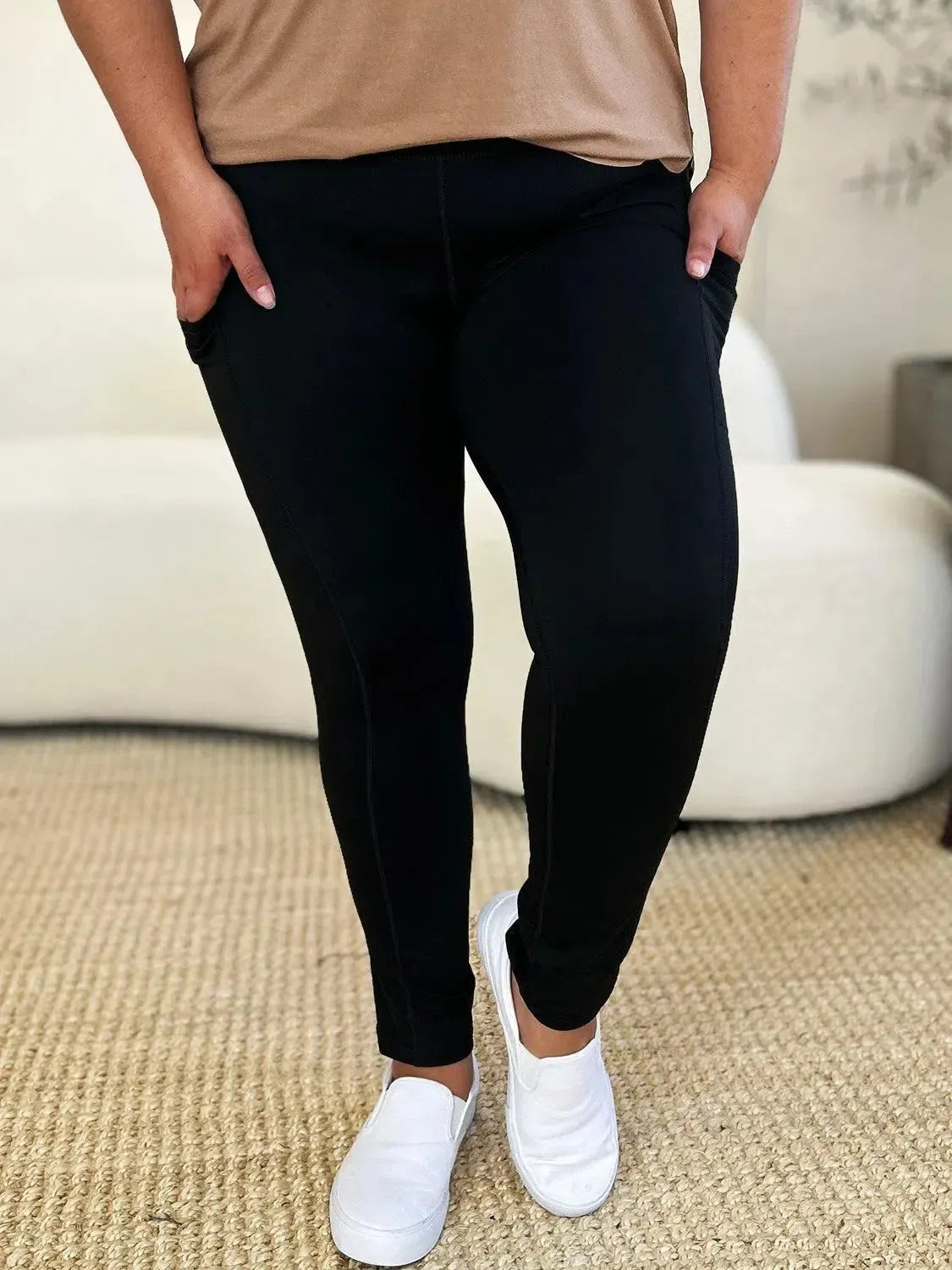 Supportive & Stylish: Wide Waistband Sports Leggings-leggins-Evelyns Fashion