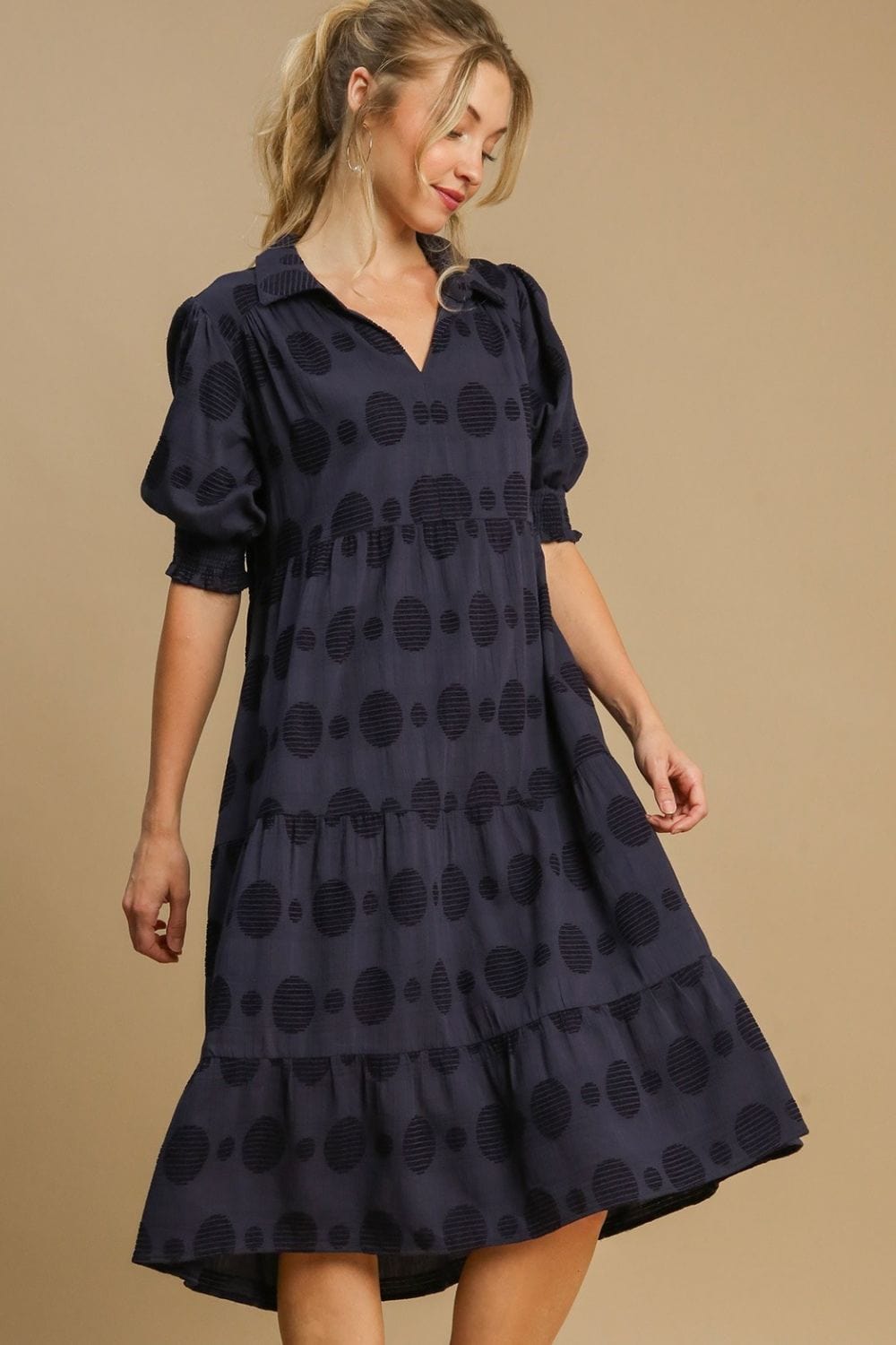 Swiss Dot Tiered Midi Dress-Dress-Evelyns Fashion