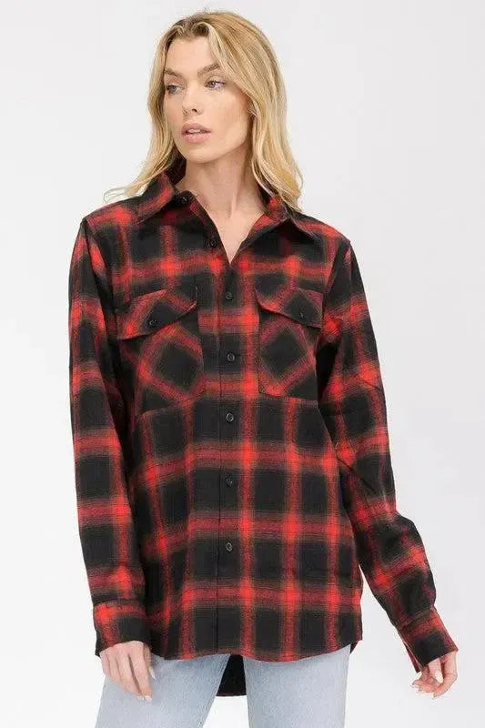 Timeless Comfort: Full Plaid Checkered Flannel Long Sleeve-long sleeve-Evelyns Fashion