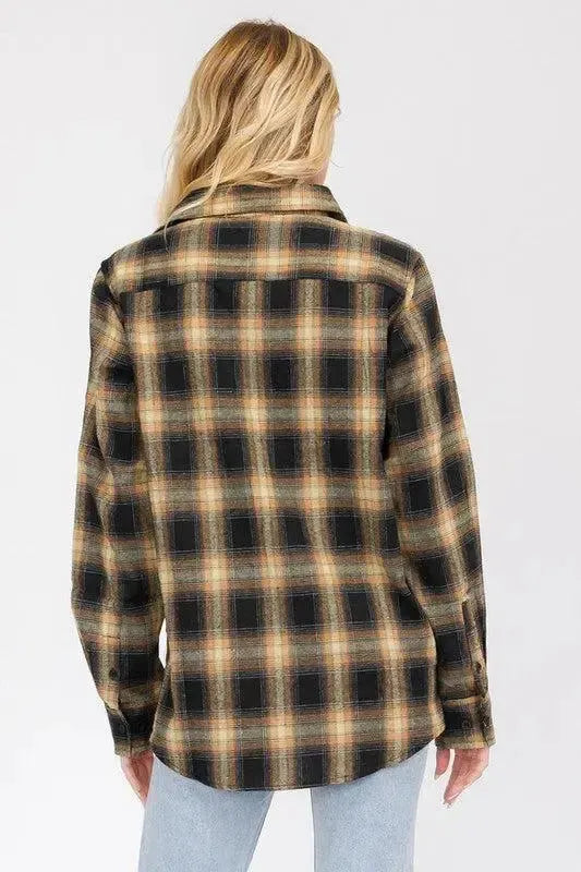 Timeless Comfort: Full Plaid Checkered Flannel Long Sleeve-long sleeve-Evelyns Fashion