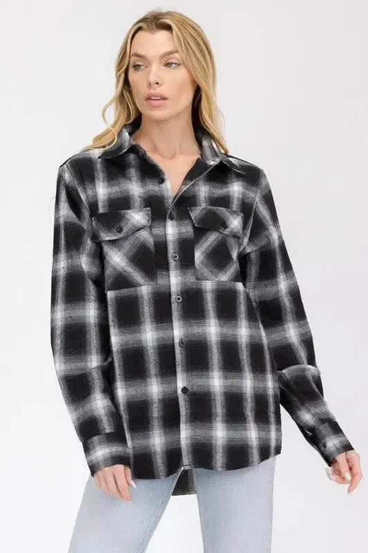 Timeless Comfort: Full Plaid Checkered Flannel Long Sleeve-long sleeve-Evelyns Fashion