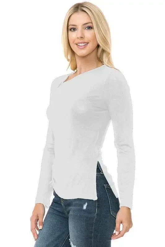 Timeless Comfort: Women's Knit Long Sleeve Top-long sleeve-Evelyns Fashion
