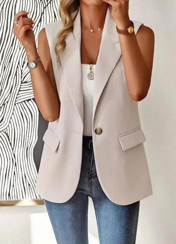 Timeless Sophistication: Miss Sparkling Sleeveless Blazers-Apparel & Accessories-Evelyns Fashion