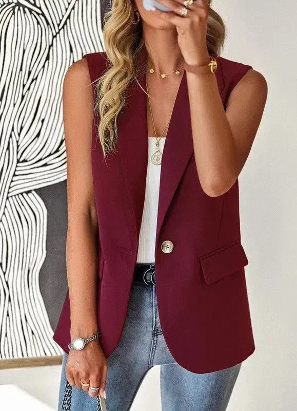 Timeless Sophistication: Miss Sparkling Sleeveless Blazers-Apparel & Accessories-Evelyns Fashion
