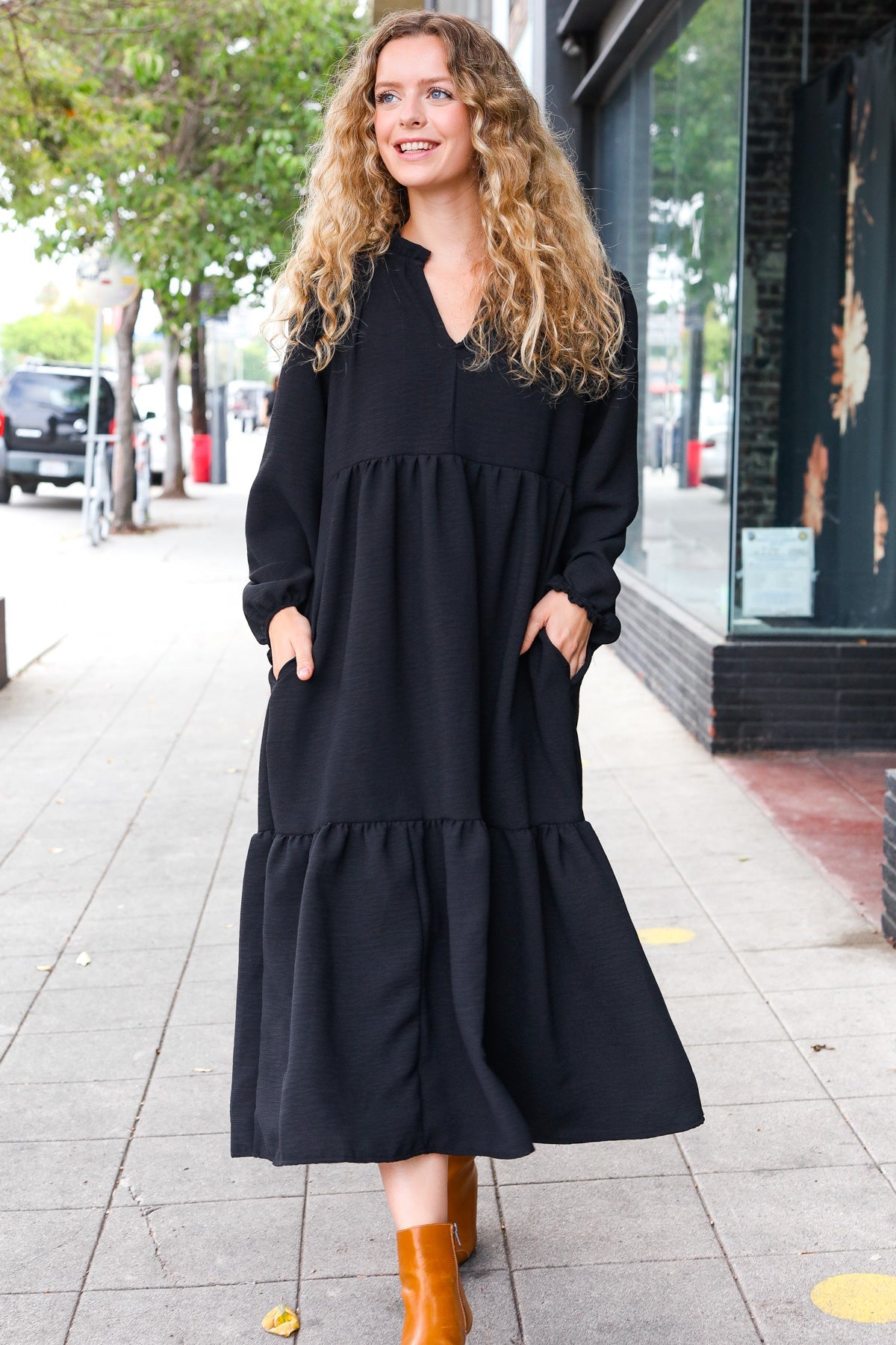Trendy Black Tiered Maxi Dress-Maxi Dress-Evelyns Fashion