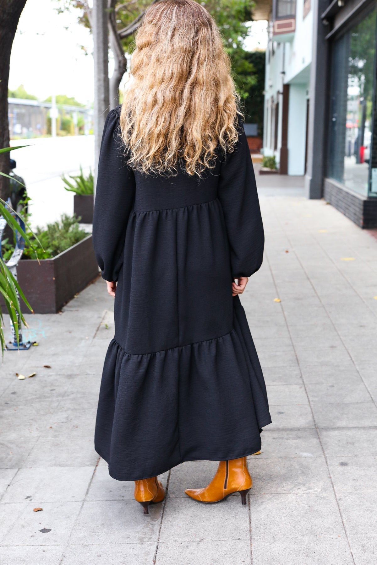 Trendy Black Tiered Maxi Dress-Maxi Dress-Evelyns Fashion