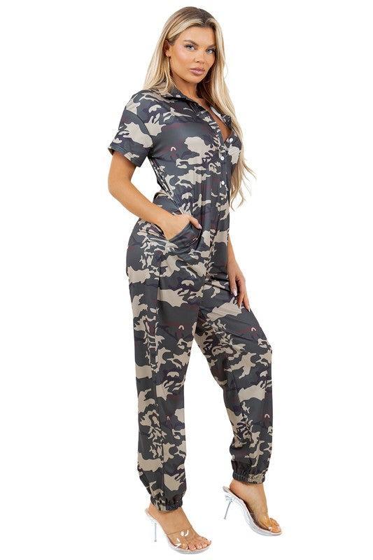 Women’s Camouflage Jumpsuit-Jumpsuits-Evelyns Fashion