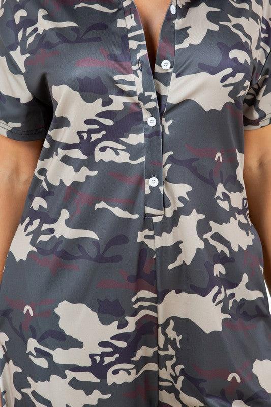 Women’s Camouflage Jumpsuit-Jumpsuits-Evelyns Fashion