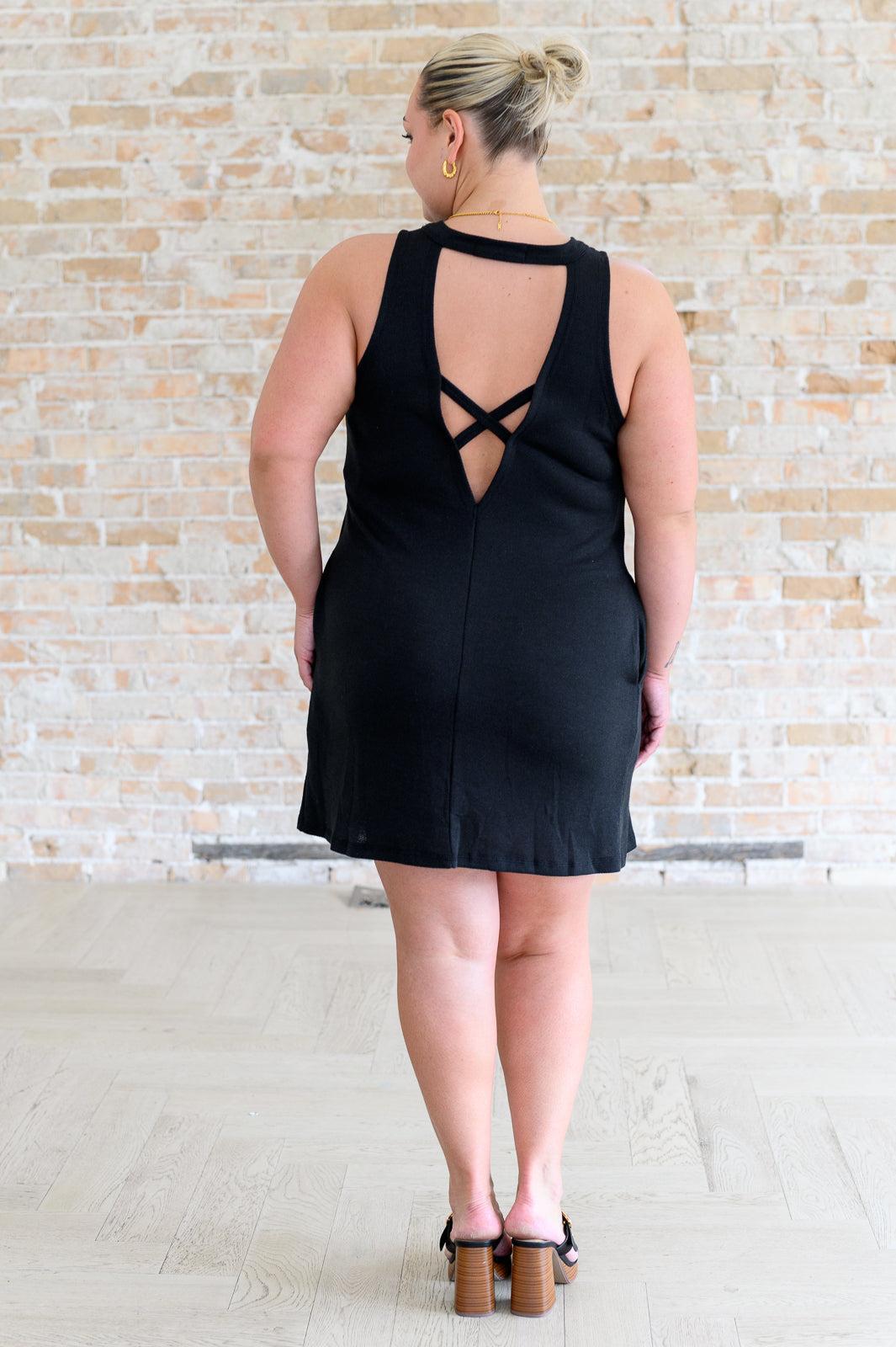 Women's Crisscross Cut Dress-Dresses-Evelyns Fashion
