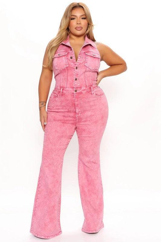 Women’s Denim Jumpsuit-Jumpsuits-Evelyns Fashion