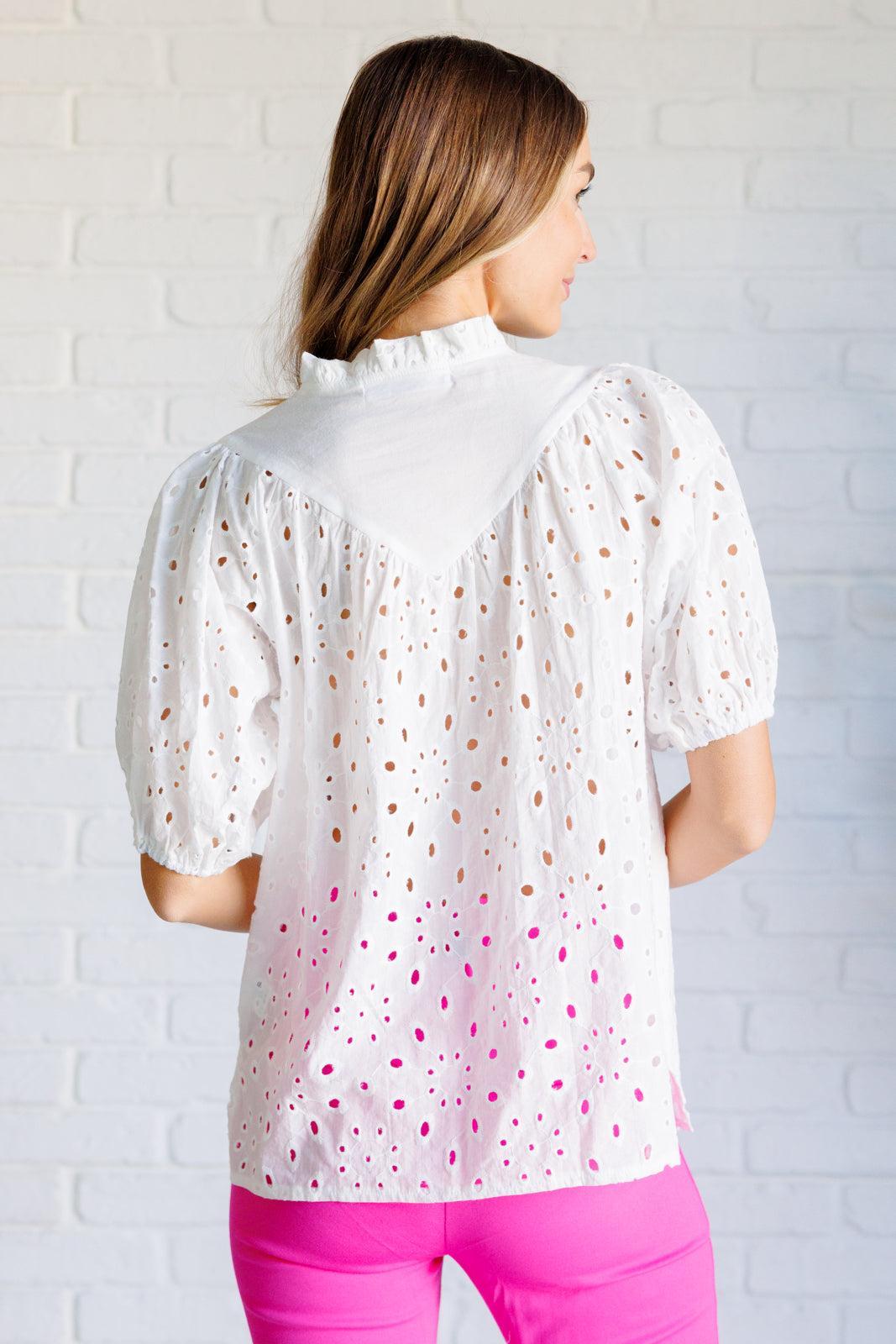 Women's Eyelet Lace Blouse-Blouses-Evelyns Fashion