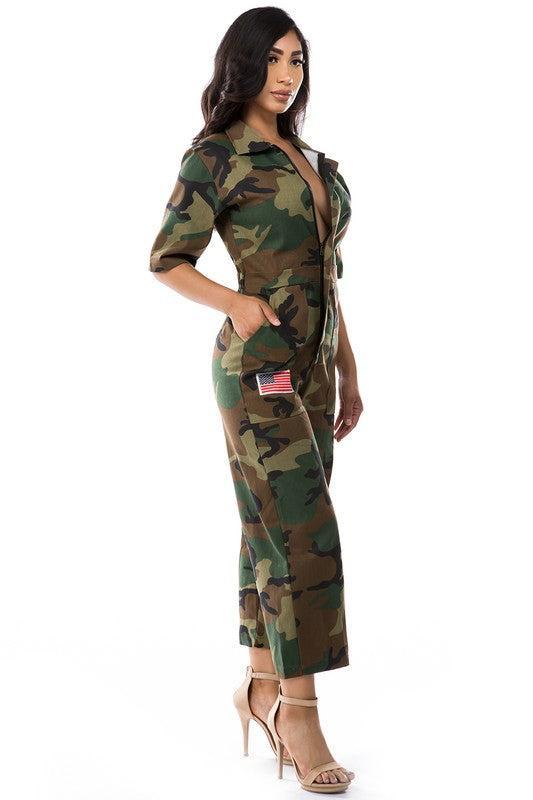 Women’s Fashion Camouflage Jumpsuit-jumpsuits-Evelyns Fashion