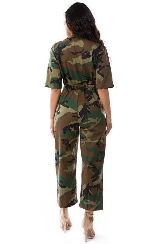 Women’s Fashion Camouflage Jumpsuit-jumpsuits-Evelyns Fashion