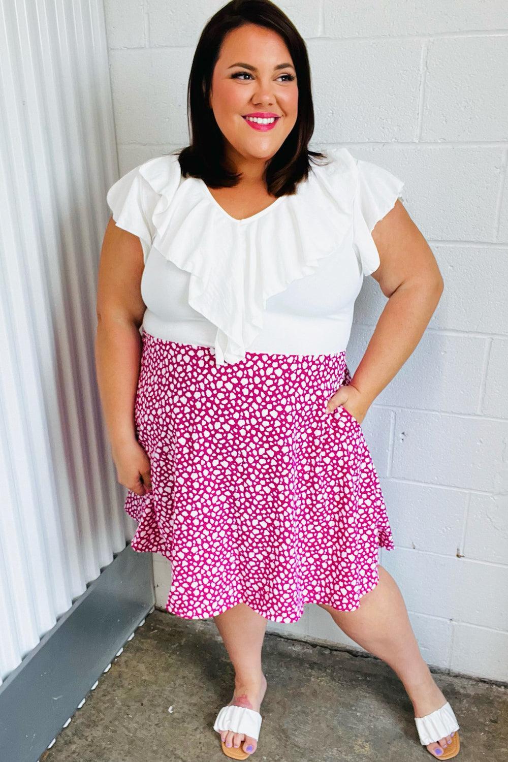 Women's Fuchsia Midi Dress-midi dress-Evelyns Fashion