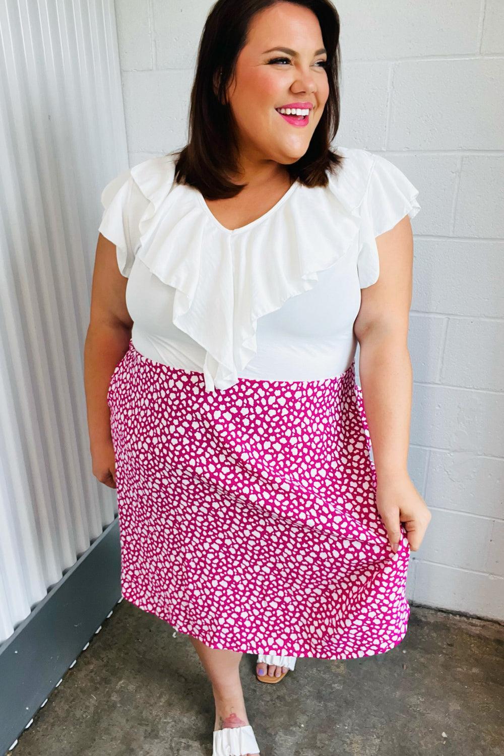 Women's Fuchsia Midi Dress-midi dress-Evelyns Fashion