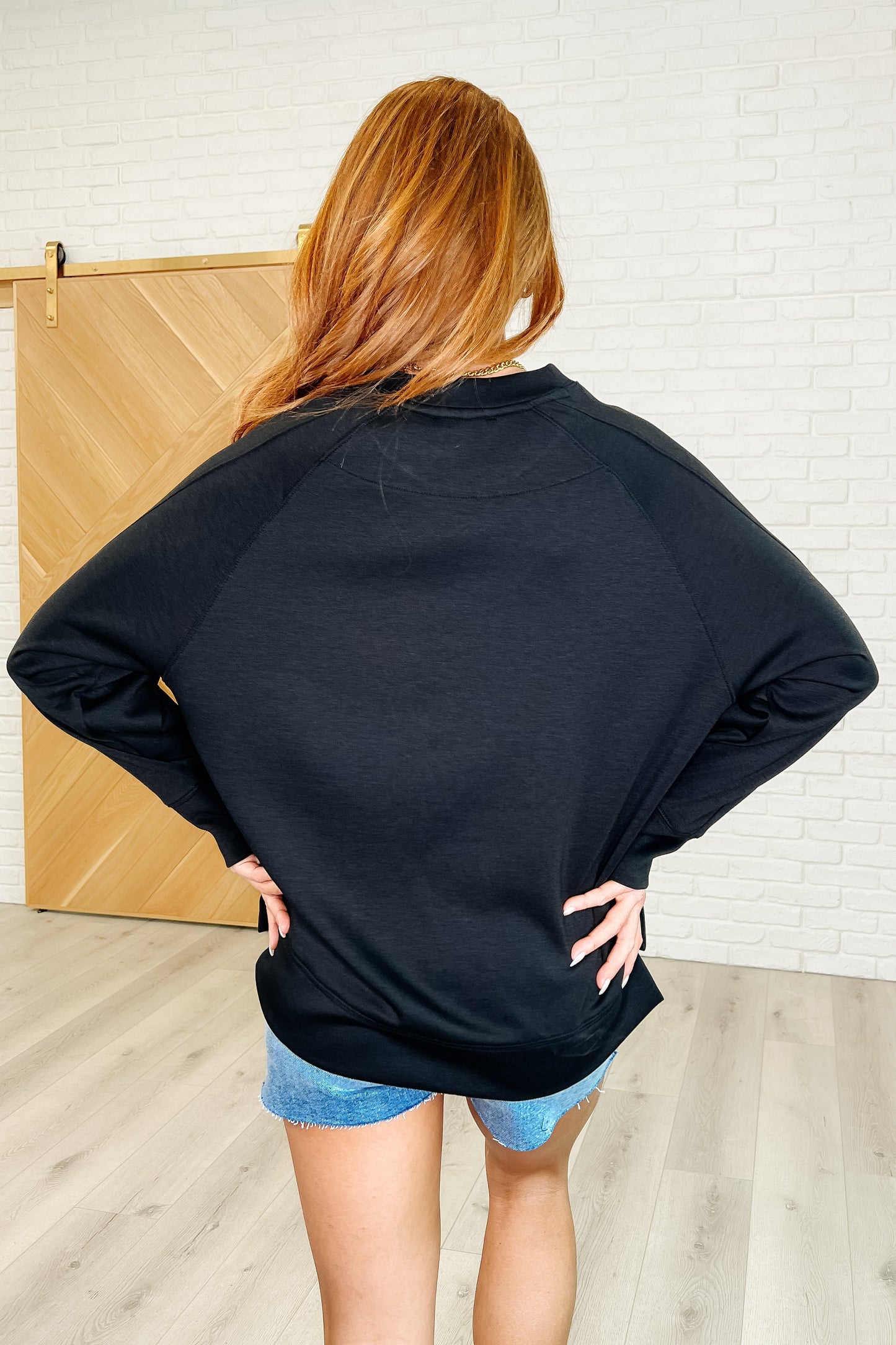 Women's Navy Woven Babydoll Blouse-Womens-Evelyns Fashion