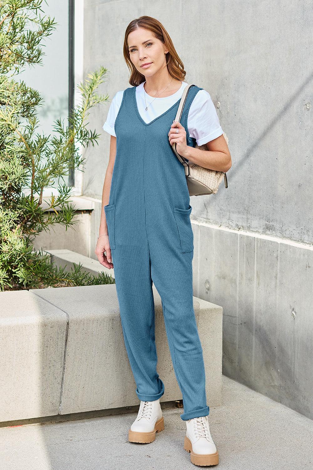 Womens Sleeveless Straight Jumpsuit-jumpsuits-Evelyns Fashion
