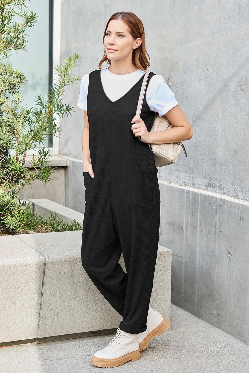 Womens Sleeveless Straight Jumpsuit-jumpsuits-Evelyns Fashion