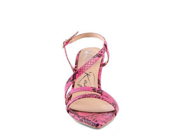 Women's Snake Print Heel Sandals-Heel Shoes-Evelyns Fashion