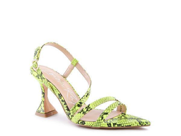 Women's Snake Print Heel Sandals-Heel Shoes-Evelyns Fashion