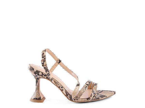 Women's Snake Print Heel Sandals-Heel Shoes-Evelyns Fashion