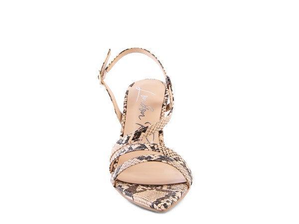 Women's Snake Print Heel Sandals-Heel Shoes-Evelyns Fashion