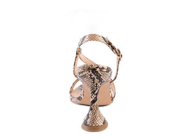 Women's Snake Print Heel Sandals-Heel Shoes-Evelyns Fashion