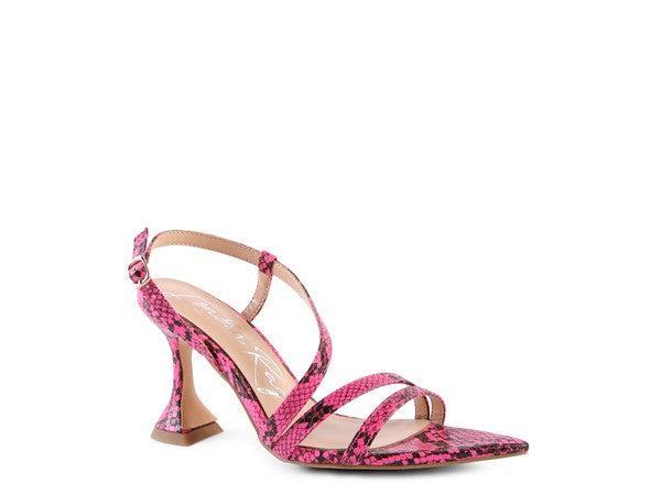 Women's Snake Print Heel Sandals-Heel Shoes-Evelyns Fashion