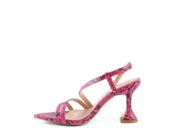 Women's Snake Print Heel Sandals-Heel Shoes-Evelyns Fashion