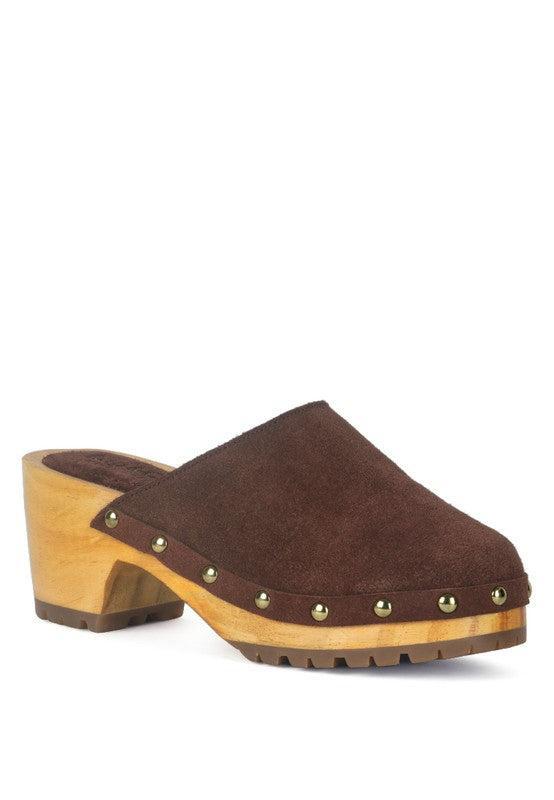 Women's Suede Clog Mules-CLOGS-Evelyns Fashion