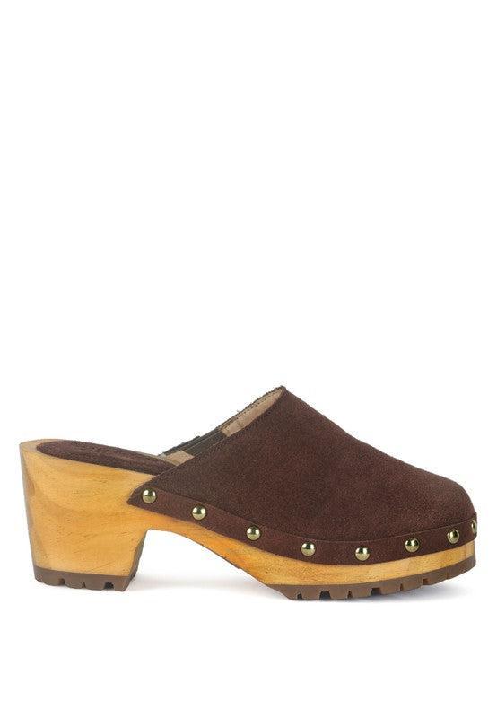 Women's Suede Clog Mules-CLOGS-Evelyns Fashion