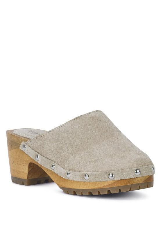 Women's Suede Clog Mules-CLOGS-Evelyns Fashion