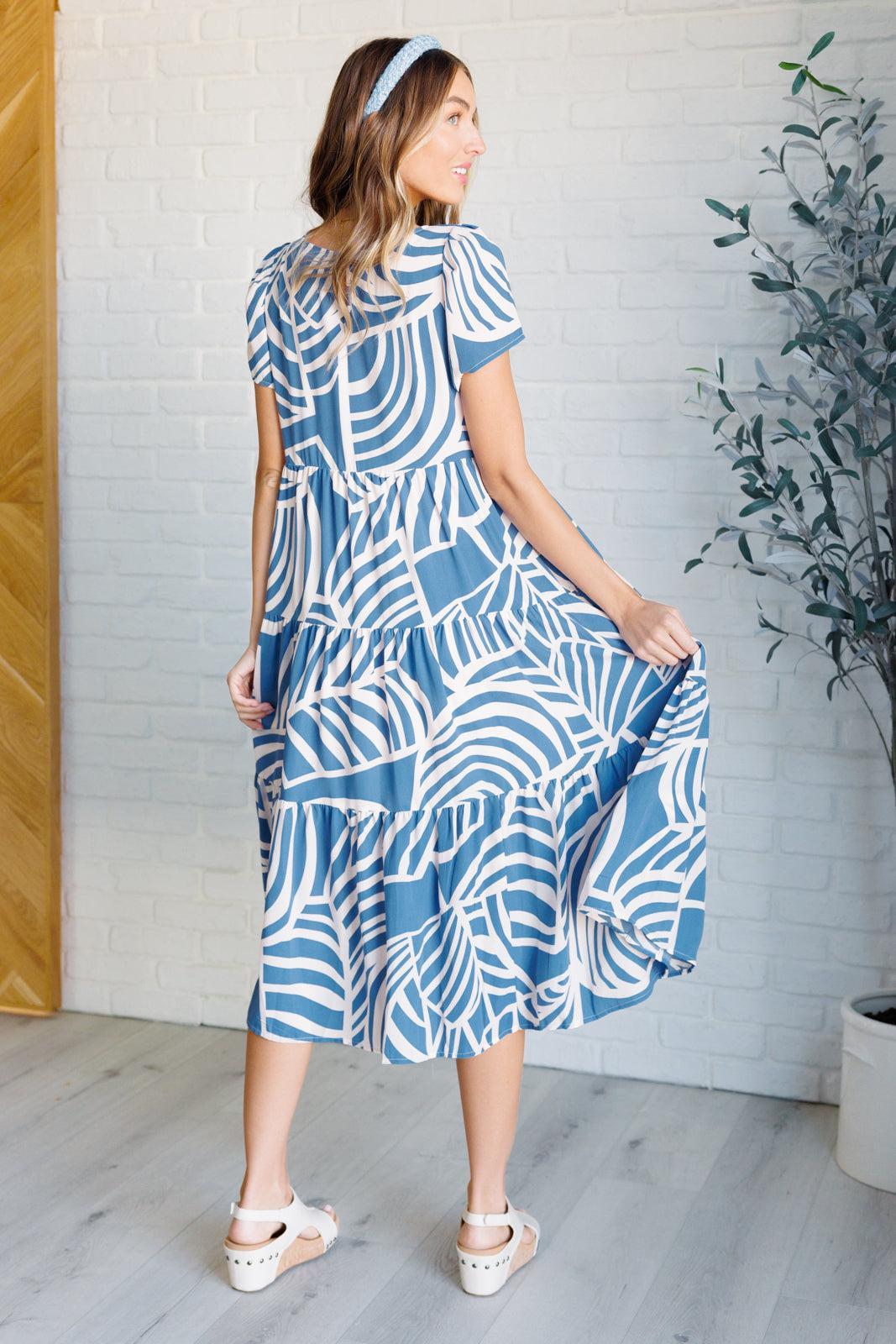 Women's Tiered Midi Dress-Dresses-Evelyns Fashion