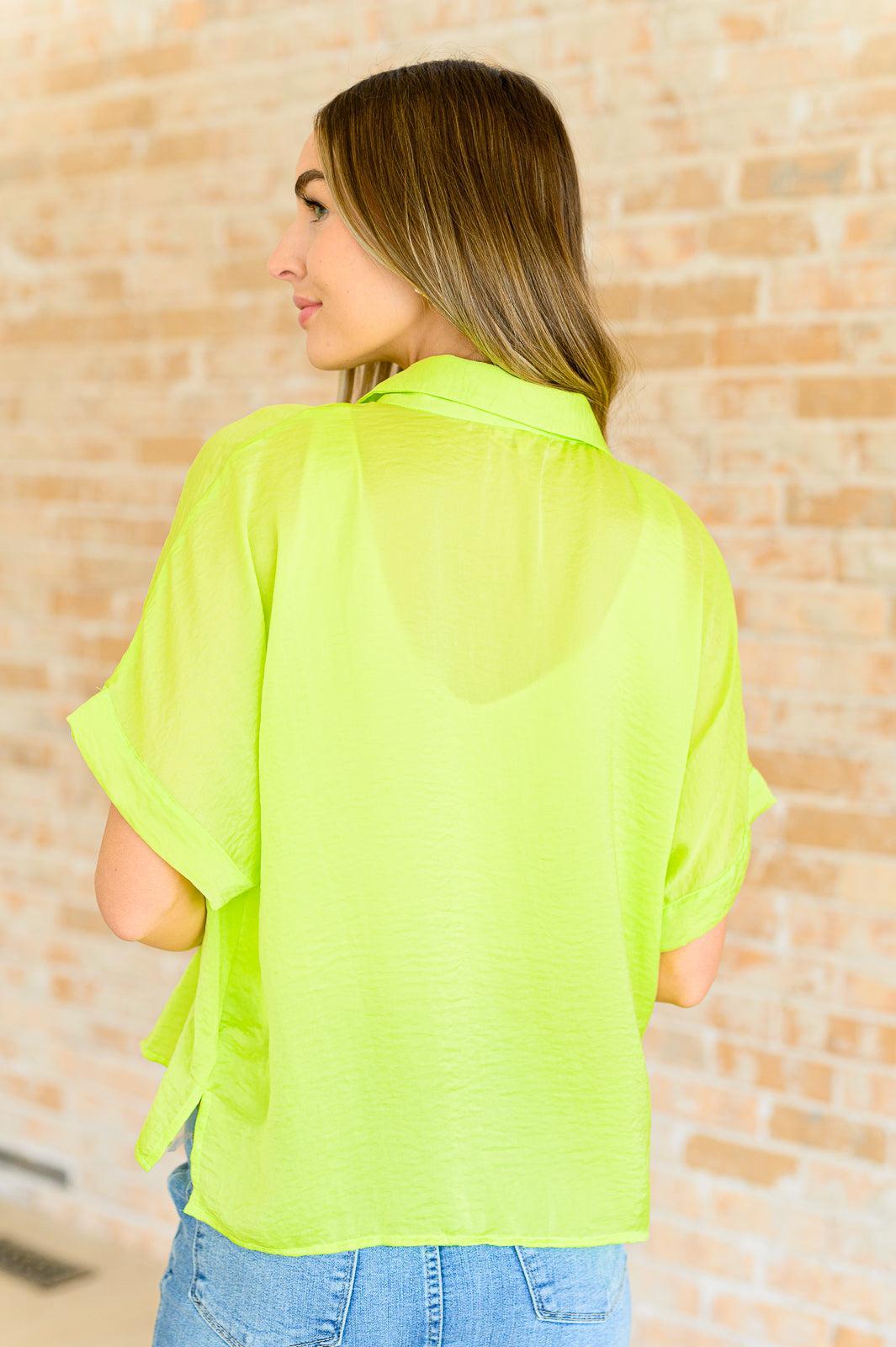 Women's Yellow Button Down Blouse-Tops-Evelyns Fashion