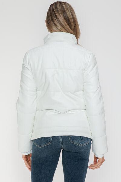 YMI Pocketed Zip Up Turtleneck Puffer Womens Jacket-OUTERWEAR-Evelyns Fashion