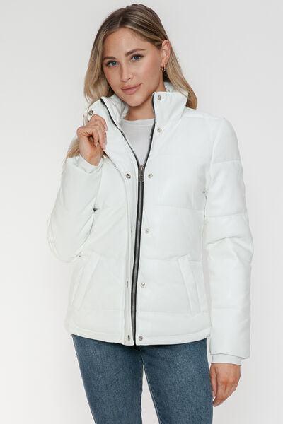YMI Pocketed Zip Up Turtleneck Puffer Womens Jacket-OUTERWEAR-Evelyns Fashion