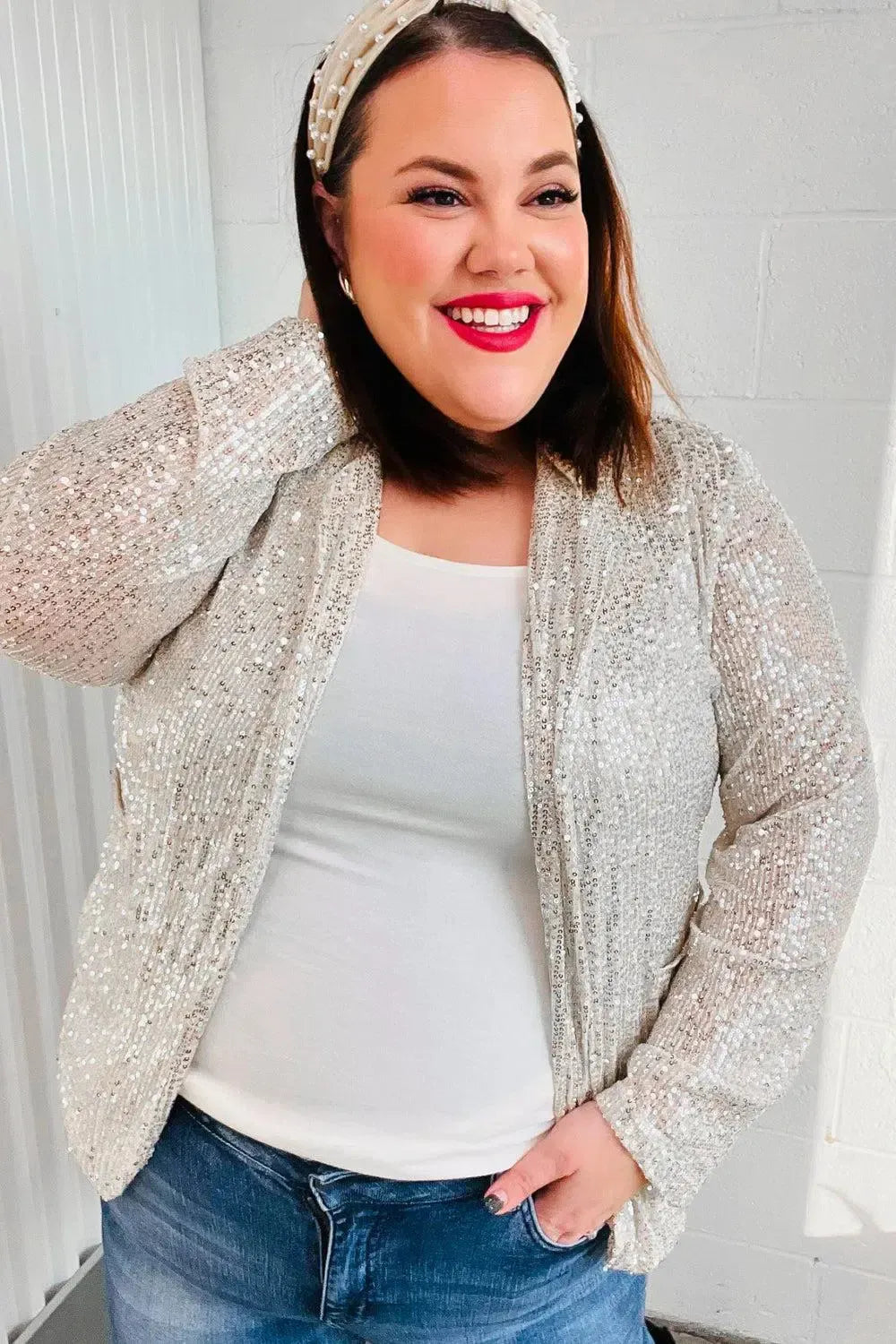 Be Your Own Star Silver Sequin Open Blazer-Evelyns Fashion
