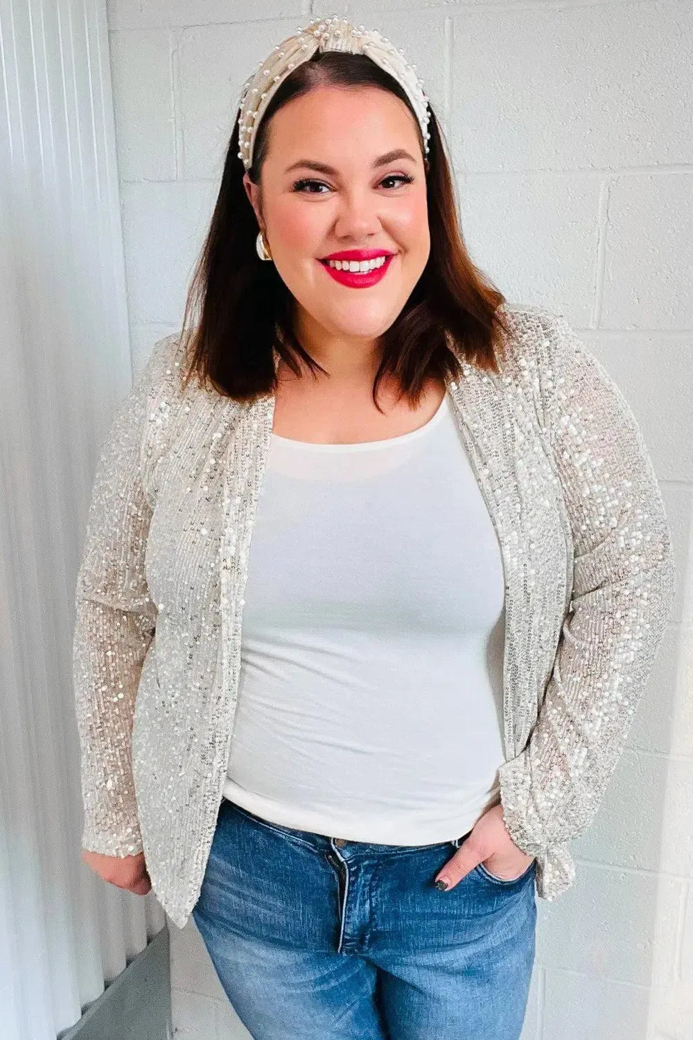Be Your Own Star Silver Sequin Open Blazer-Evelyns Fashion