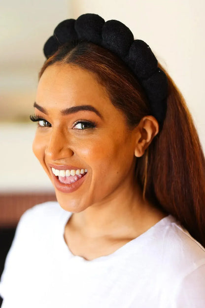 Black Terry Cloth Skincare Headband-Evelyns Fashion