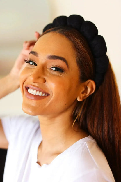 Black Terry Cloth Skincare Headband-Evelyns Fashion