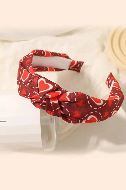 Chocolate & Red Valentine's Top Knot Headband-Evelyns Fashion