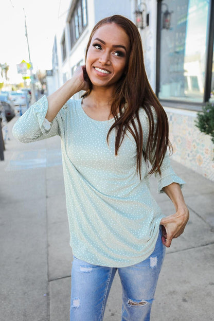 Dazzle in Grey Animal Print Ruched Sleeve Round Neck Top-Evelyns Fashion