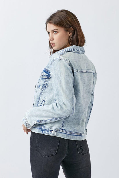 Denim Jacket Light Wash-Evelyns Fashion