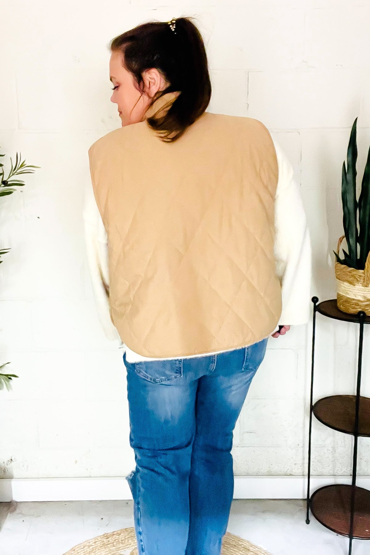 Fall Vibes Taupe Corduroy Snap Button Quilted Vest-Evelyns Fashion