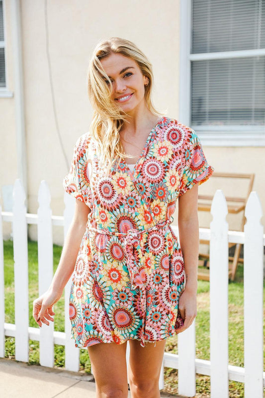 Floral Romper Dress-Evelyns Fashion