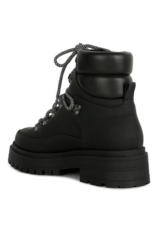 Goliath Lace Up Chunky Biker Boots-Boots-Evelyns Fashion