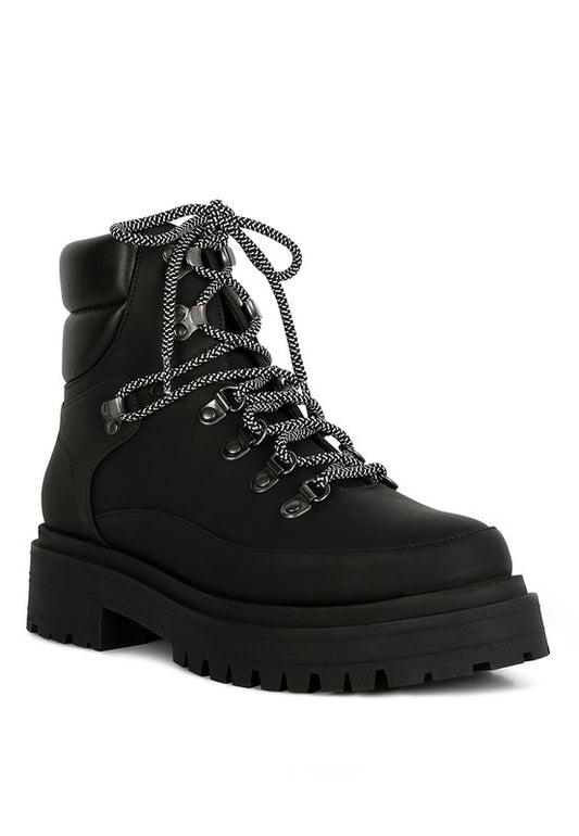 Goliath Lace Up Chunky Biker Boots-Boots-Evelyns Fashion