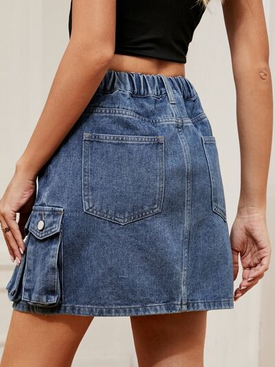 High Waist Denim Skirt-Evelyns Fashion