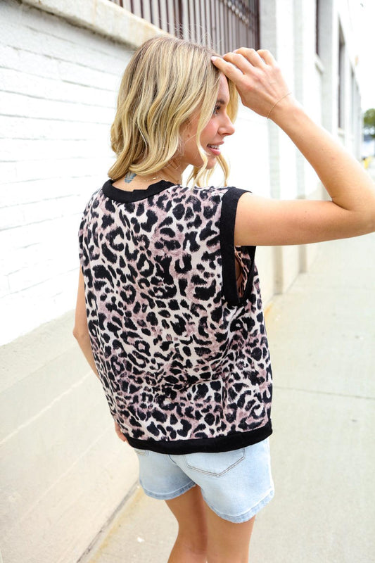 Leopard Print Knit Top-Blouses-Evelyns Fashion